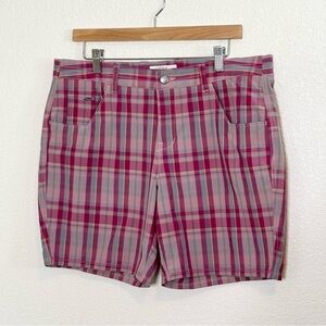 Mountain Khakis‎ MK Women's Azalea Shorts Stretchy Pink Plaid Size 12 Golf EUC